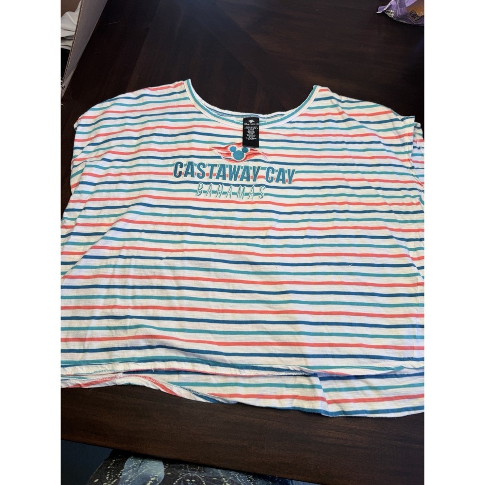 Disney Cruise Lines Castaway Cay Bahamas stripe shirt 2X